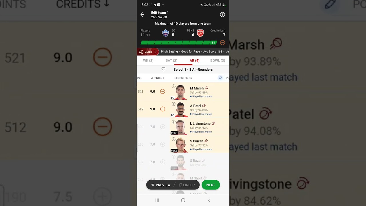 PBKS VS DC DREAM11 PREDICTION TEAM  DC VS PBKS DREAM 11 TEAM  