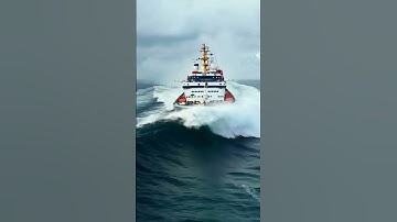 Massive Ship Rides a Tidal Wave! Unbelievable Ocean Adventure! #TidalWave! #MassiveShip #scaryocean