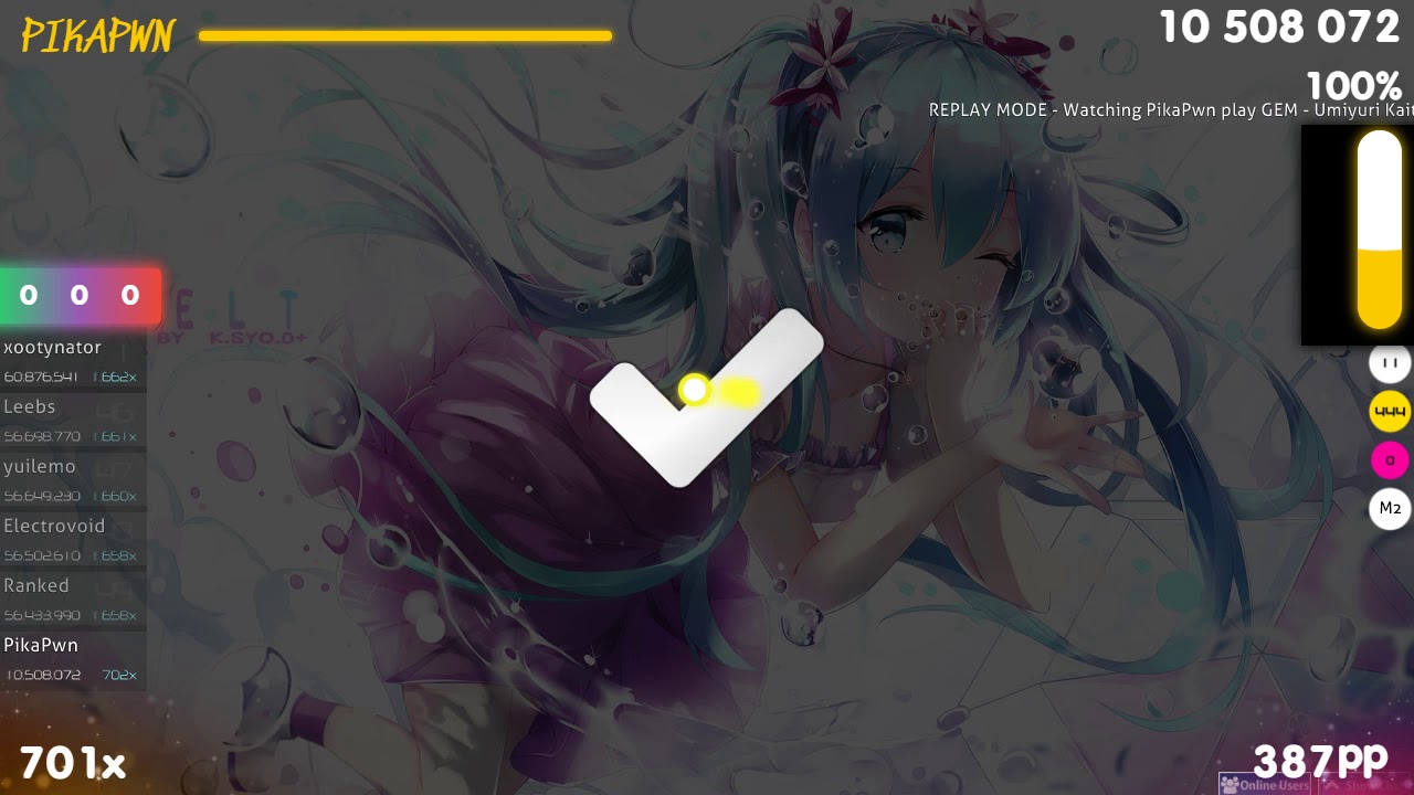 [7.56⭐] PikaPwn | GEM - Umiyuri Kaiteitan [Kaitei] +HD 99.94% {#1 618pp FC} - osu!