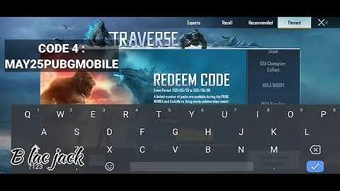 #blacjack New 5 Redeem Codes Godzilla  Vs kong PUBG MOBILE