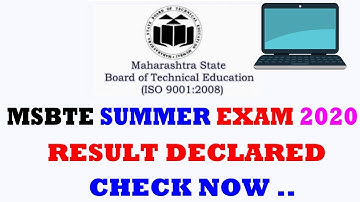 MSBTE Summer Exam 2020 Result Declared | Check Now