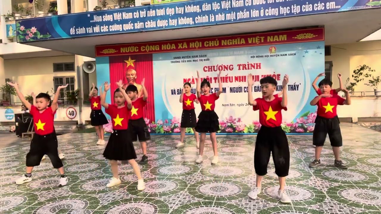 Nhảy dân vũ Việt Nam ơi, học sinh Trường TH Mạc Thị Bưởi, Nam Tân, Nam Sách, Hải Dương