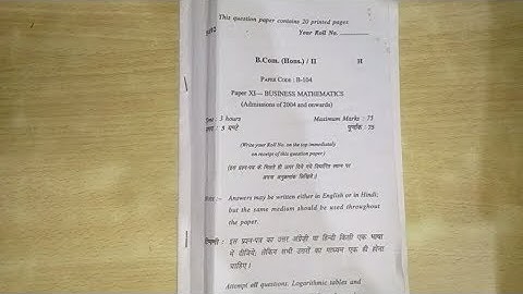 B.COM (HONS)2nd year paper/BUSINESS MATHEMATICS/DU SOL PAPER