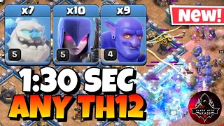 Th12 Ice Golem Bowler Witch Attack With 8 Zap Spell | Best Th12 Attack Strategy in Clash of Clans🔥