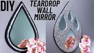 2 DIY Glam Tear drop Wall Mirror With Crystals | Modern Glam Wall Decor DIY