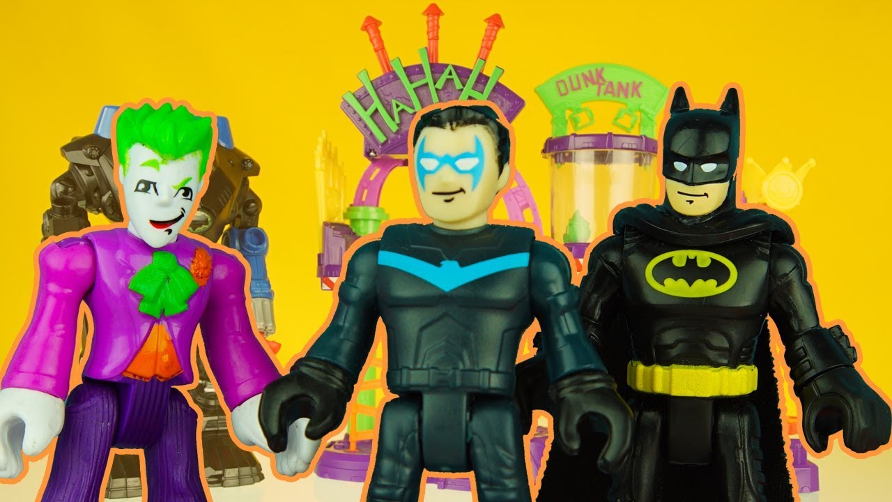 NEW JOKER IMAGINEXT LAFF FACTORY & NIGHTWING saves BATMAN superhero toys