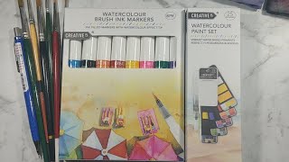 New Aldi Watercolour Paint Set And Brush Ink Markers