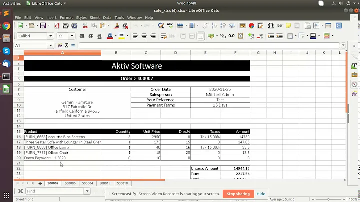 Sale Order Excel Report