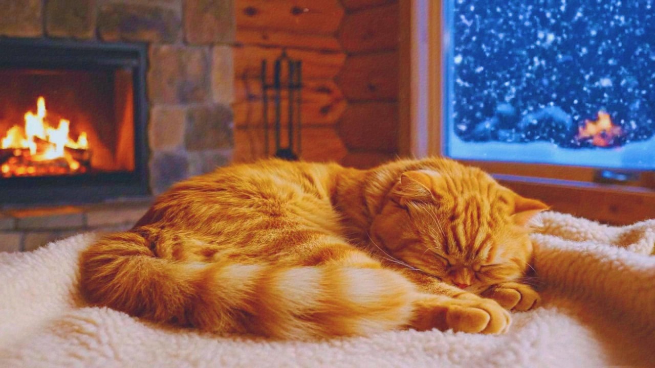 🐱 Can You Stay Awake Watching This Cozy Orange Cat by Fireplace 🔥 Most People Cannot Now