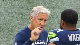 Seahawks Pete Carroll coaching up his Defense.