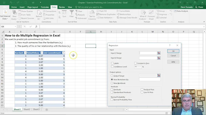 How to do Multiple Regression in Excel 2016 for Windows (Job Commitment Ex.)