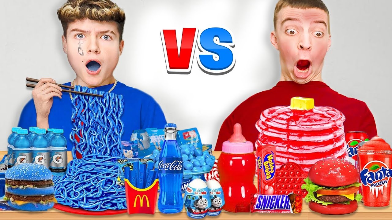 ROTES ESSEN gegen BLAUES ESSEN! 🍎💙 (Challenge)
