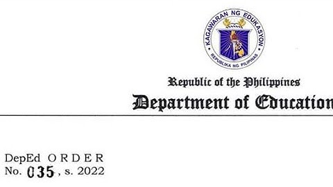 DEPED ORDER NO. 035, S. 2022