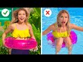 COOL IDEAS FOR YOU NEXT BEACH TRIP | RICH vs BROKE Summer Hacks You Need To Try! By 123 GO! SCHOOL