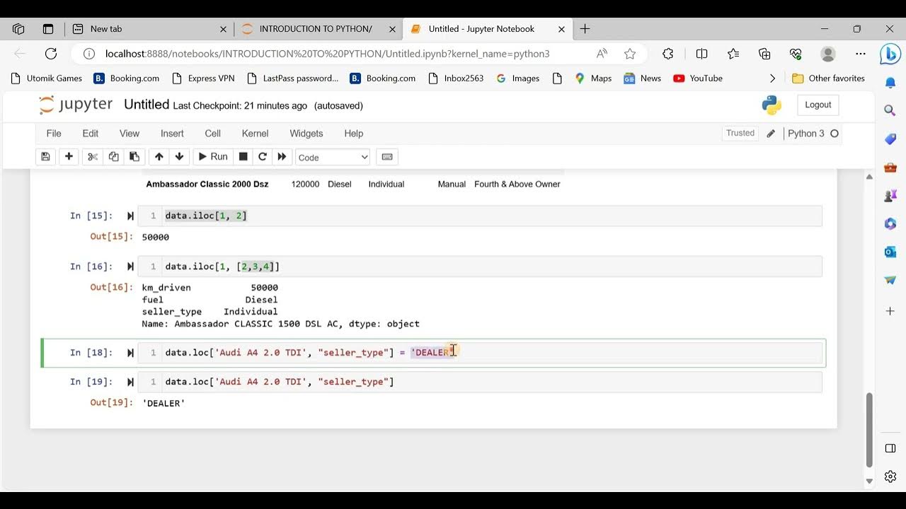 Set new values in cells using loc operator in Python - YouTube