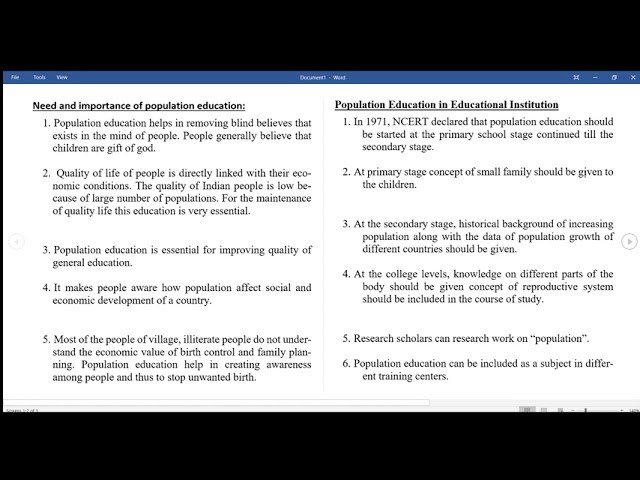 importance of population education