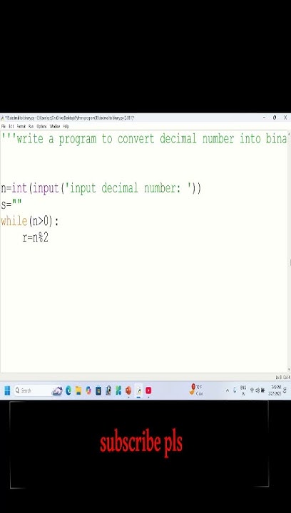 Convert decimal to binary | python program #virworldshorts #viralshorts ...
