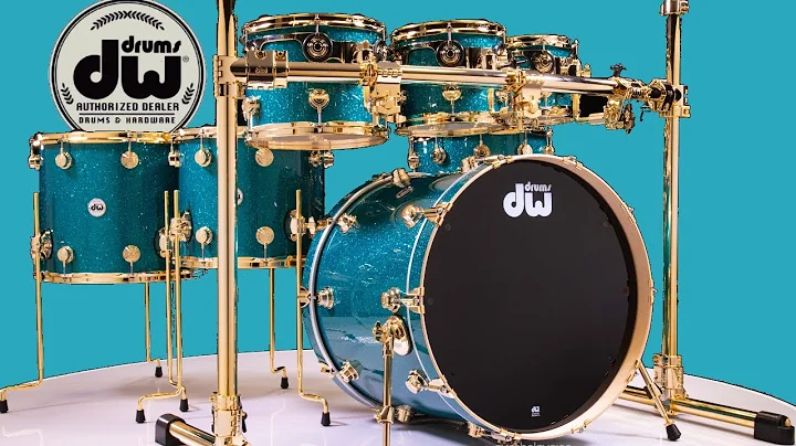 DW Collector's 7pc Maple SSC Shells Teal Glass w/Gold Hardware