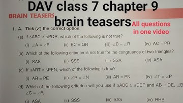 DAV class 7 chapter 9 brain teasers ।।Class 7 maths chapter 9 brain teasers dav public school
