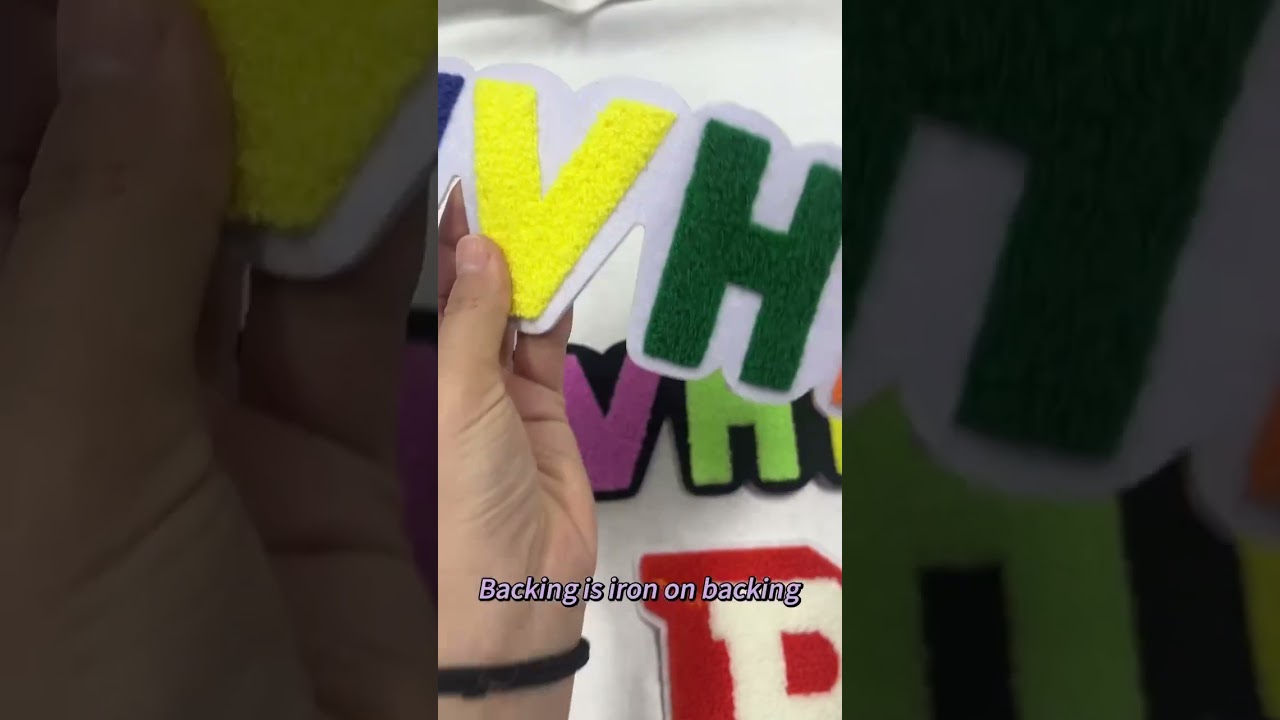 Wholesale Woven Custom design towel chenille letter for clothing