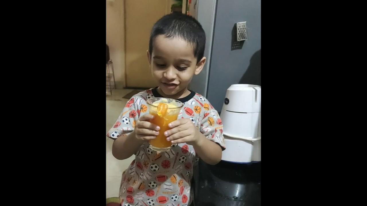 Fireless cooking for kids/kid prepares burger and orange juice - YouTube