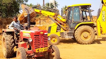 Jcb 3dx Machine Loading Red Mud In Powertrack 434 Ds Plus And Mahindra 475 Di Tractor | Jcb Tractor