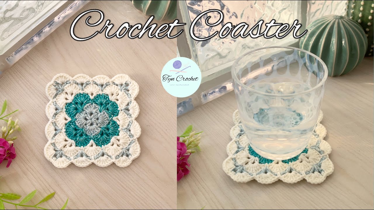 Crochet Coaster tutorial☕️Hướng dẫn móc miếng lót ly xinh | Tyn Crochet