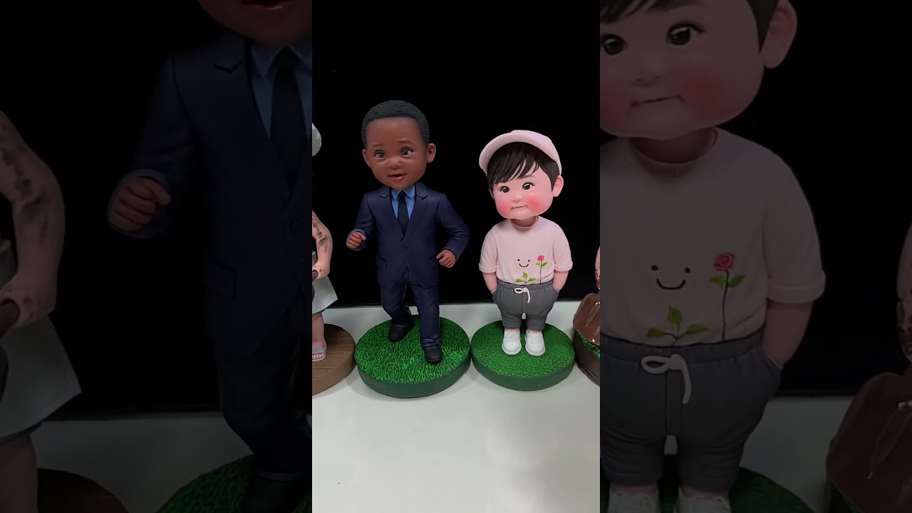 Adorable Handmade Clay Bobbleheads Shaking With Joy 