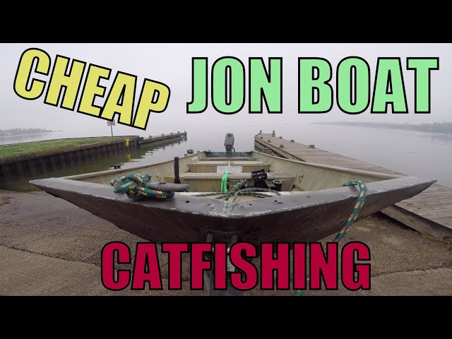 Cheap 14ft Jon Boat Catfishing Big Lake With Live Worms 