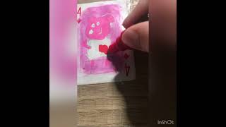 Drawing but on a deck of￼ playing cards with Posca Markers!Peppa Pig for 4 of diamonds !#shorts