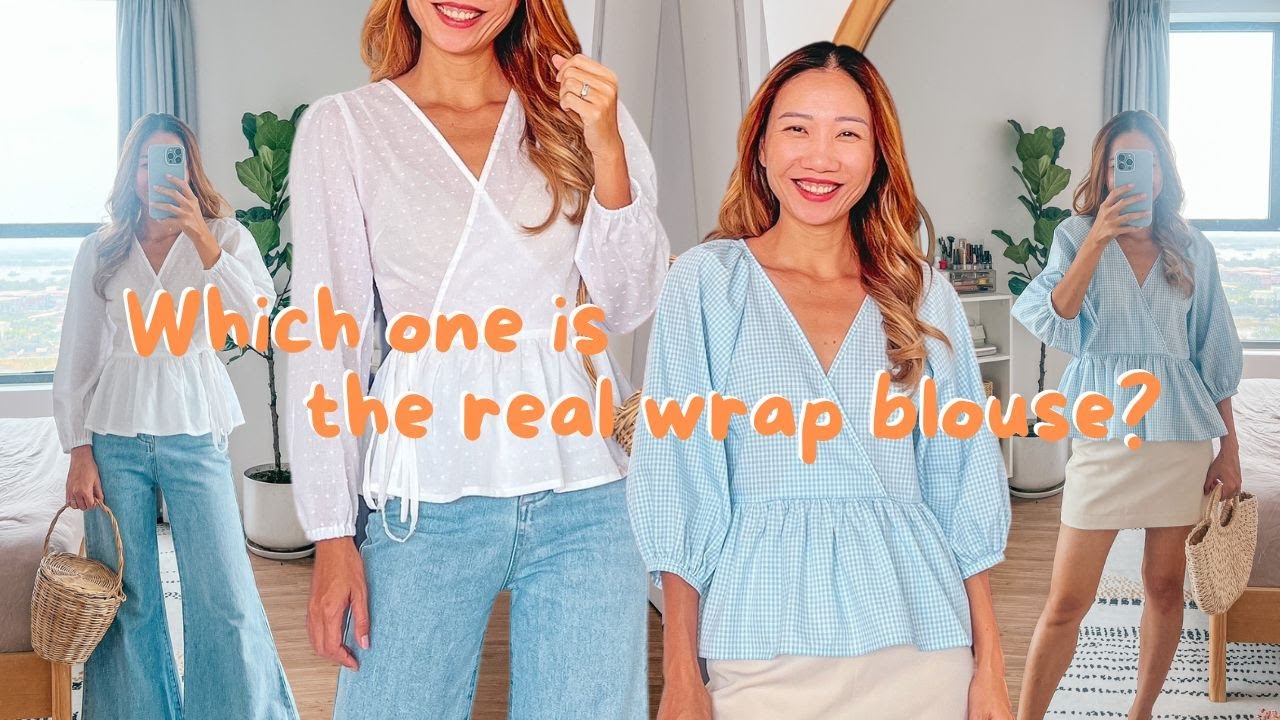 DIY Long puffy sleeve blouse with ruffle hem and wrap style | Sewing ...