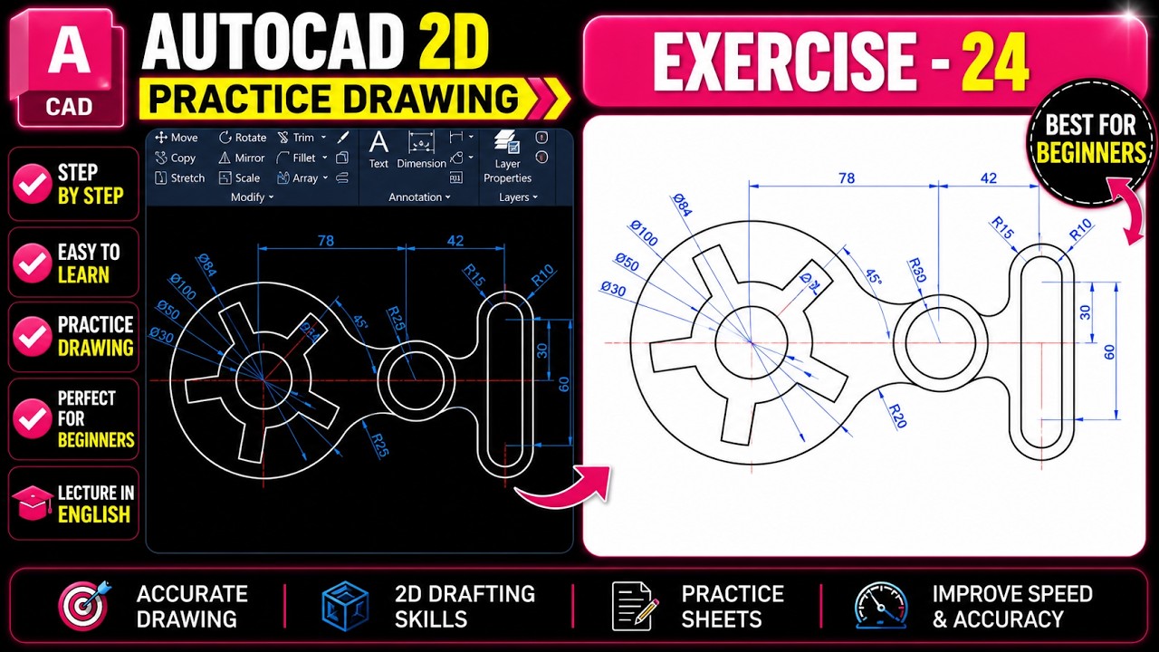 Exercise 24: Step-by-Step AutoCAD Tutorial for Beginners | KHALID ...