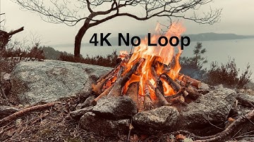 2 Hour Real Campfire In 4K. No Loop. Filmed On First Day of Spring 2025. Real Fire and Rain Sound.