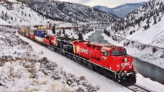 Celebrity CHASING FRESH PAINTED CPKC UNITS LEADING DOUBLE STACK THRU THE SNOWY CANYON IN BC! Wealth