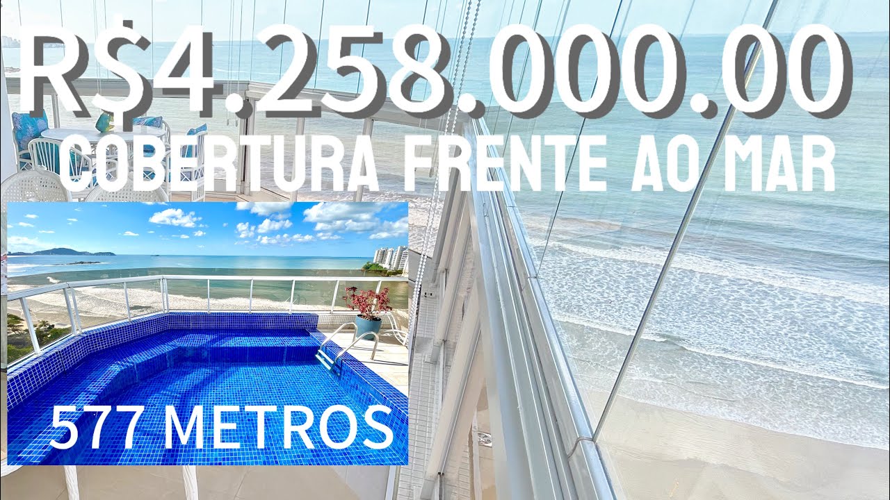 MAGNÍFICA COBERTURA FRENTE MAR GUARUJÁ ASTÚRIAS 577 METROS ÚNICA 6 QUARTOS