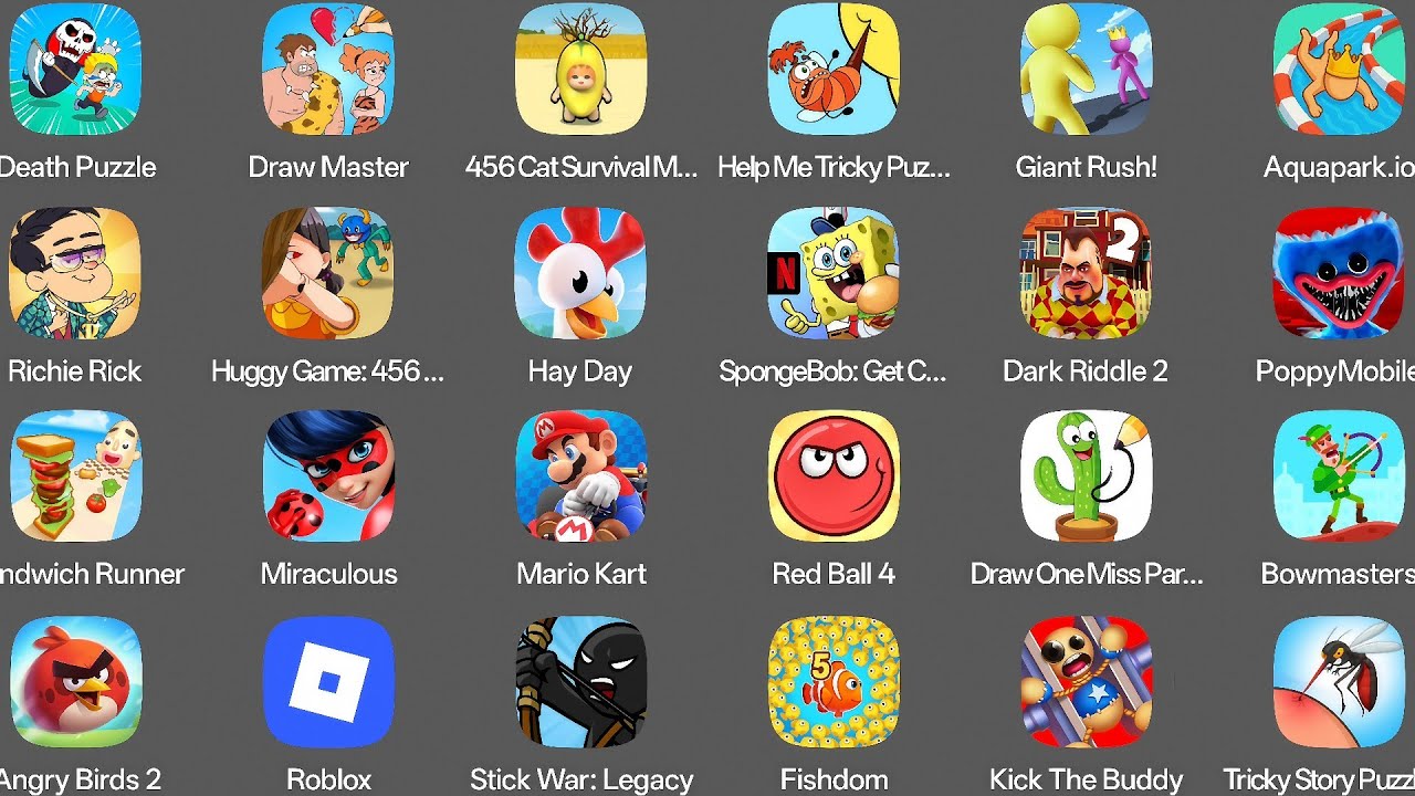 Grimace Monster Scary Survival,Roblox,Stick War Legacy, Sandwich Runner,Poppy Playtime 4,Bowmasters