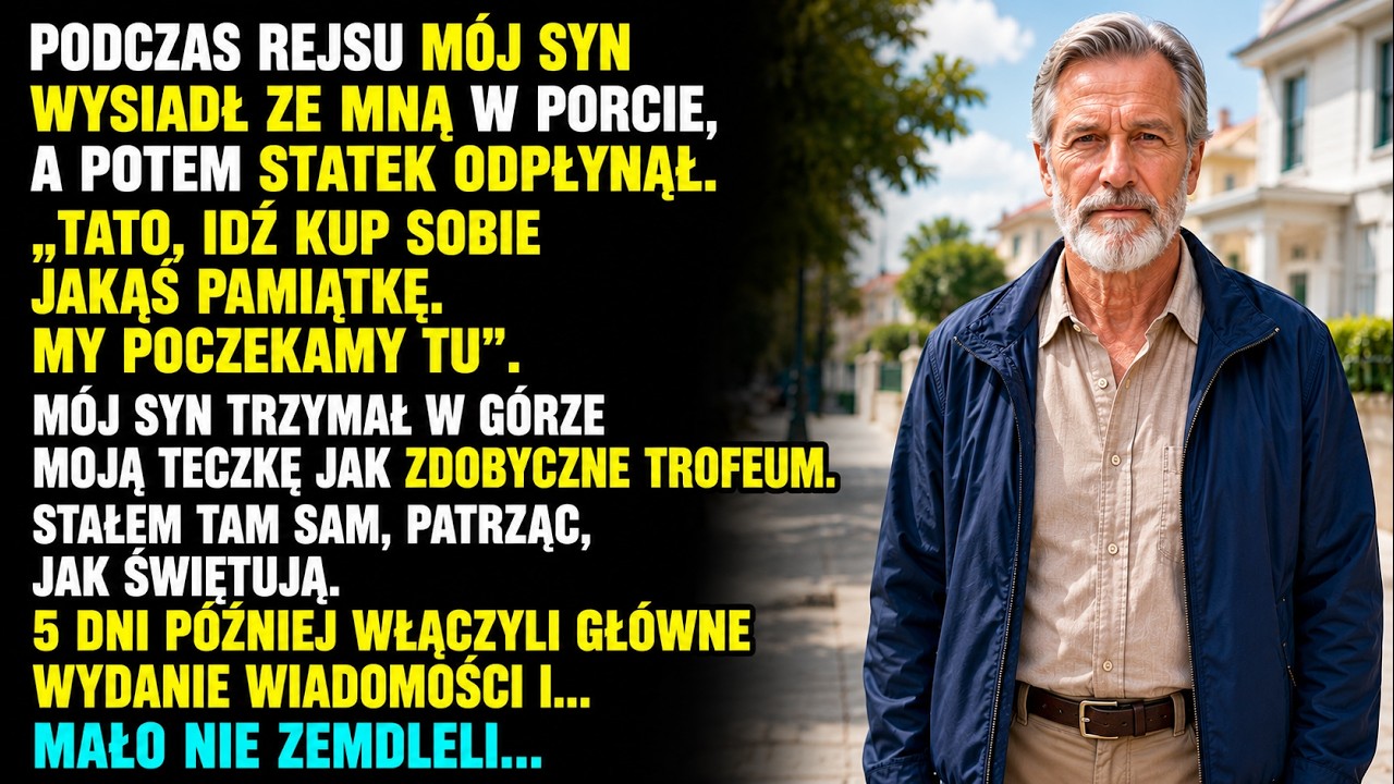 Siedziałam na molo, kiedy mój własny syn uniósł moją teczkę jak trofeum i uśmiechnął się, gdy statek odpływał. "Zostaw go tam. Starego człowieka bez dowodu tożsamości, bez pieniędzy, bez leków." –...