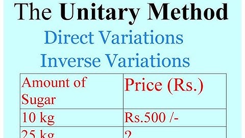 The unitary method and its types.How to solve of direct variations and inverse variations problems?
