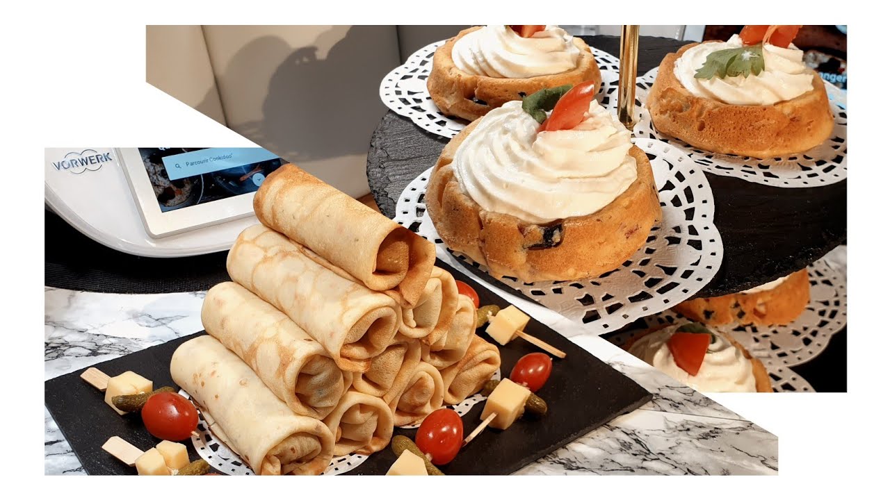 كيكات صغار مالحين، كريب مالح بحشوة لذيذة 😋 #recettecookido  دائما مع @thermomix by siham