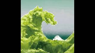 PIXEL ART COLOR - Kuso 葛飾 北斎 Katsushika Hokusai 神奈川衝浪里 The Great Wave Lettuce Version