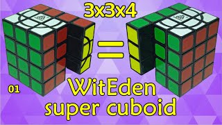 картинка: Как собрать WitEden super 3x3x4 cuboid, How to solve magic cube супер кубоид 3х3х4, tutorial, сборка