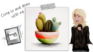 Watercolor Cactus tutorial using Procreate screenshot 2