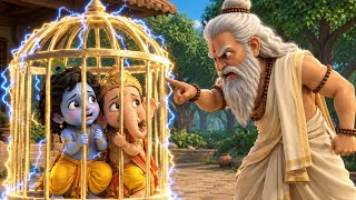 आखिर क्यों ऋषिराज ने कृष्ण और गणेश को पिंजड़े में कैद किया ? 😱🔥 Krishna & Ganesh Story | 3D Cartoon