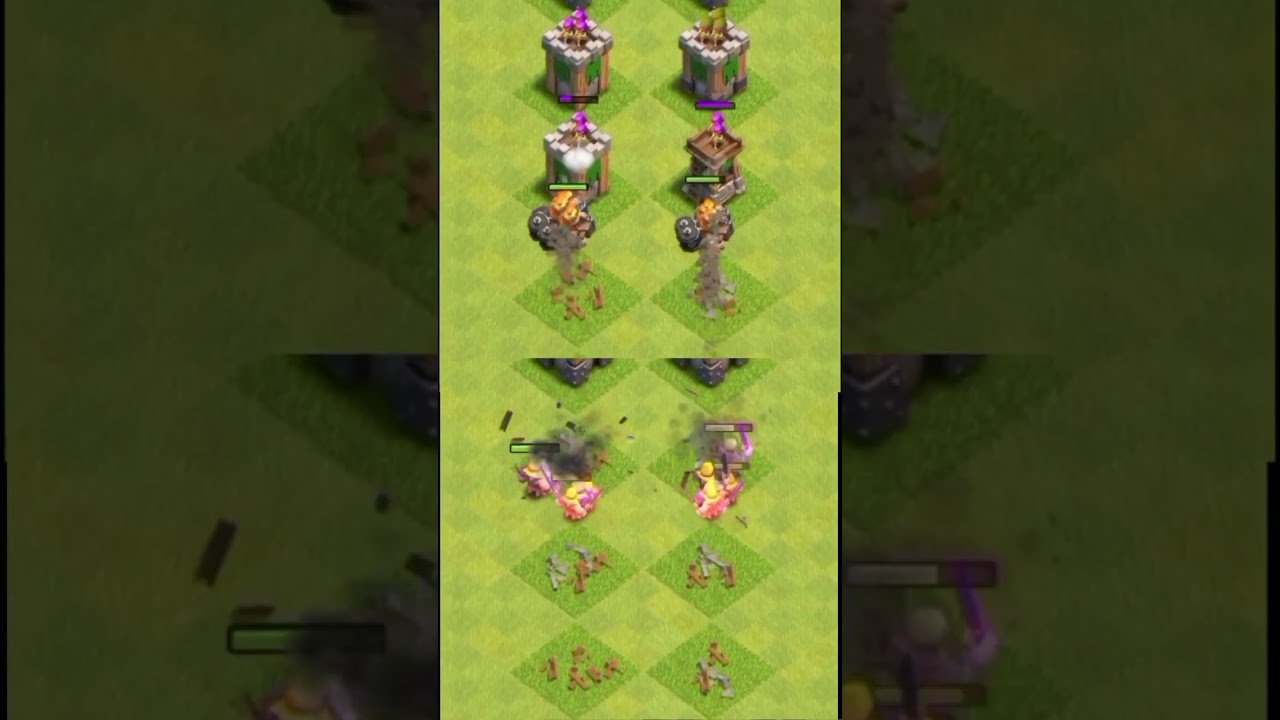 Comparison of wizard with archer tower