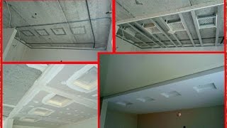 короб из гипсокартона с нишами, монтаж в кухне. Потолок #10. короб из гипсокартона с нишами, монтаж в кухне. Потолок #10.