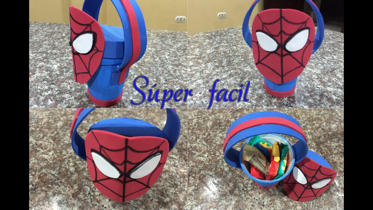 Dulcero hombre araña súper facil, spiderman easy birthday bag - YouTube