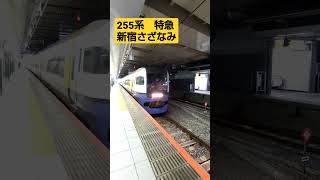 JR東日本　255系　新宿さざなみ　新宿駅5番線　2022年9月30日