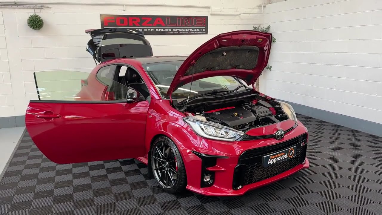 2021 TOYOTA YARIS GR CIRCUIT, SCARLETT FLARE, EIBACH SPRINGS, SPACERS, CAMBER, RAW CARBON, FORZA