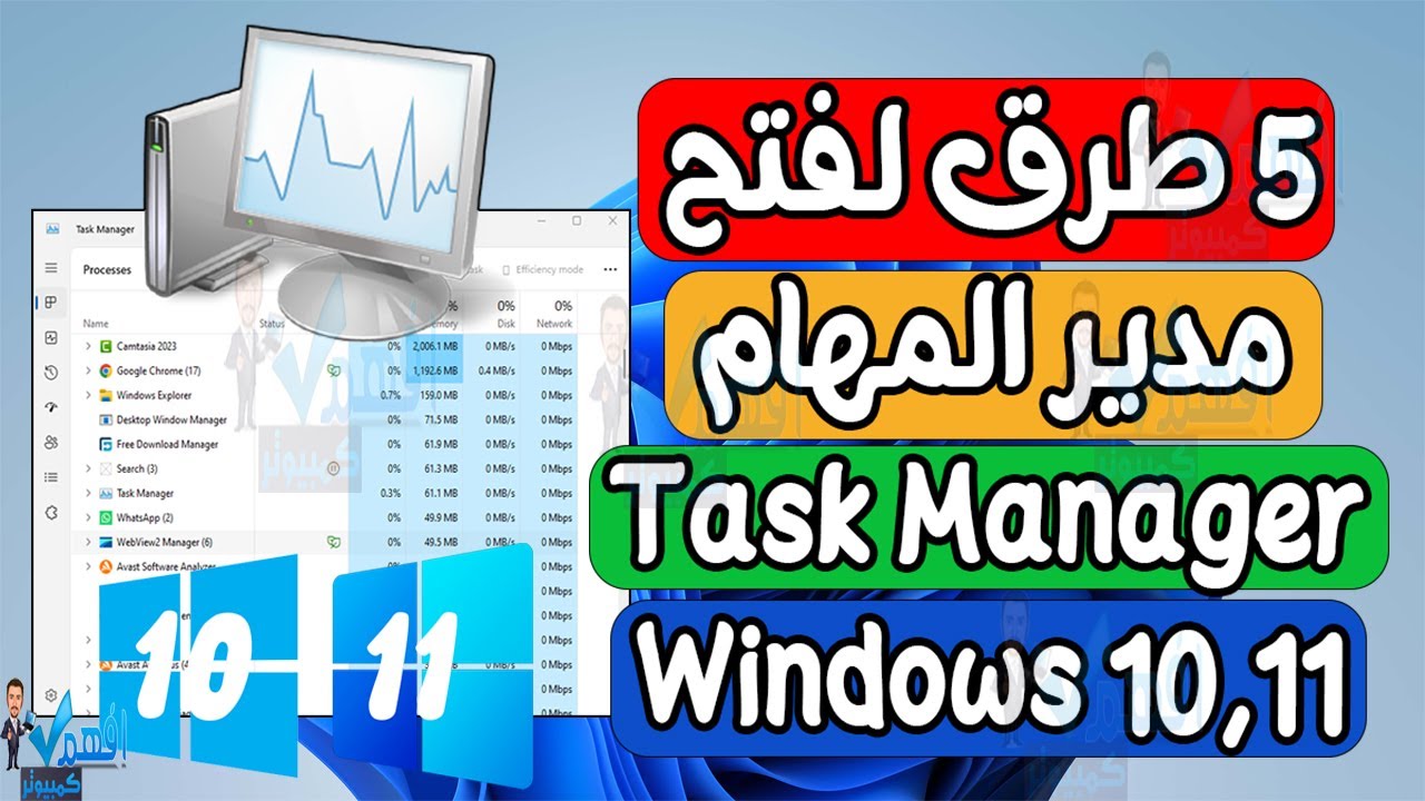 طرق فتح مدير المهام Task Manager في ويندوز 10,11 - YouTube