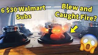 WALMART Subs Caught on FIRE! Blowing 6 of the CHEAPEST Walmart Subwoofers!